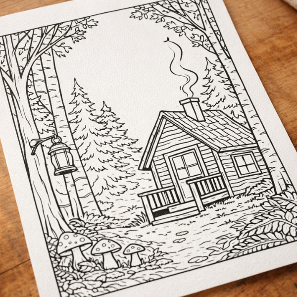 Cozy Forest Moments – Bold & Easy Coloring Book (Printable PDF)