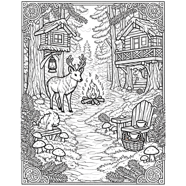 Cozy Forest Moments – Bold & Easy Coloring Book (Printable PDF)